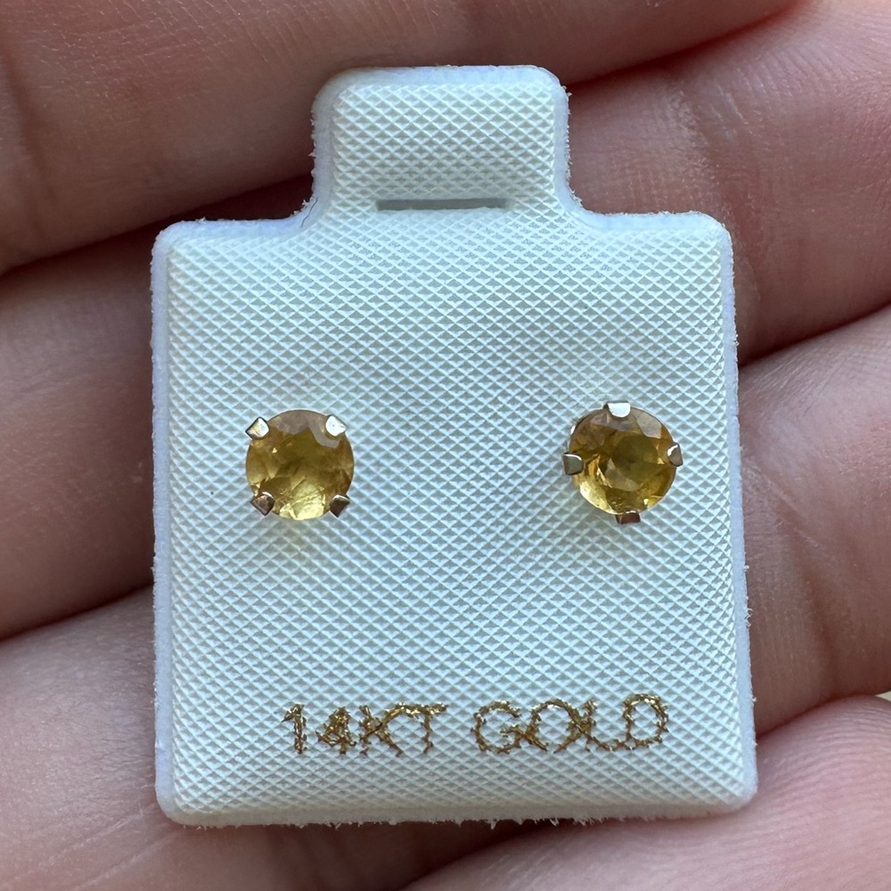 14K Gold Citrine Earrings